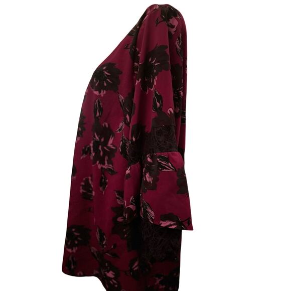 Lane Bryant Floral Top with Lace Sleeves, Berry Pink, Plus Size 18/20 - Picture 5 of 7